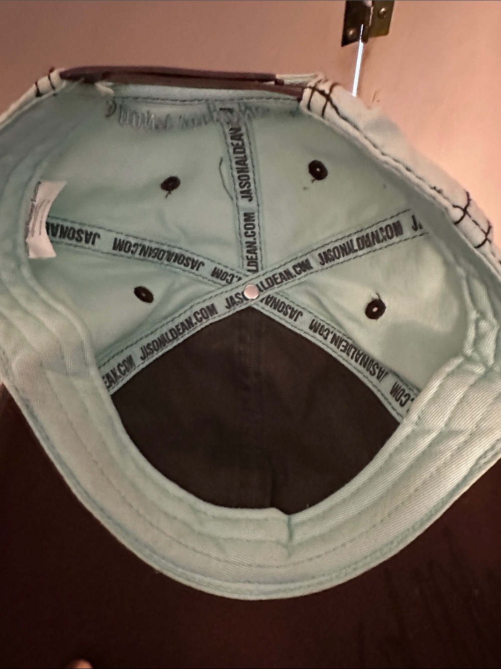Jason Aldean Autographed Distressed Patch Hat Cap Blue Brown Floral Snapback - Picture 11 of 11